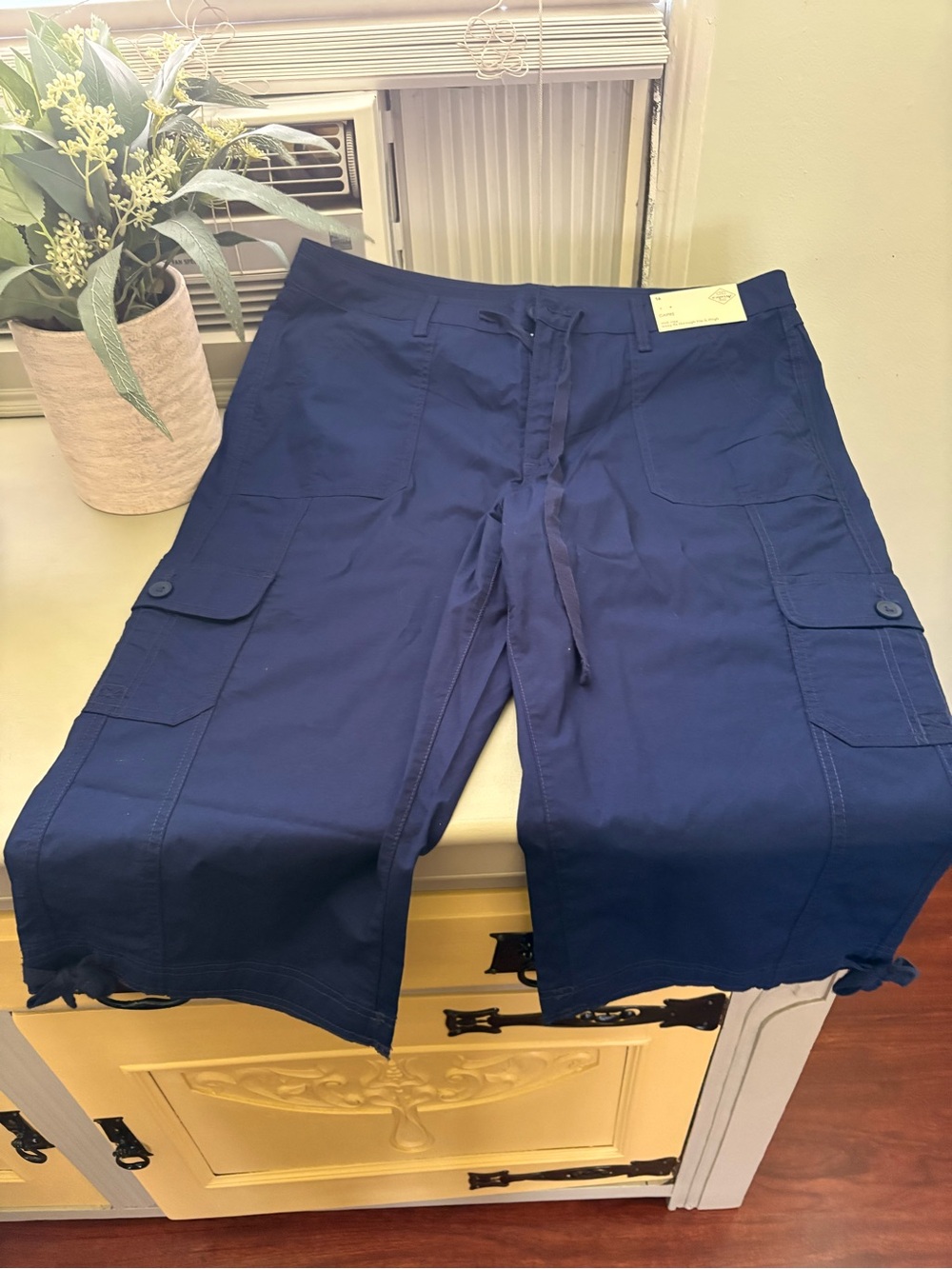 St. John's Bay Navy Women's Cargo Capri Pants